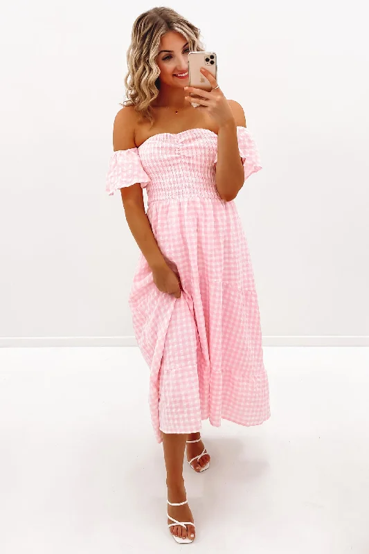 Danny Midi Dress Pink Check