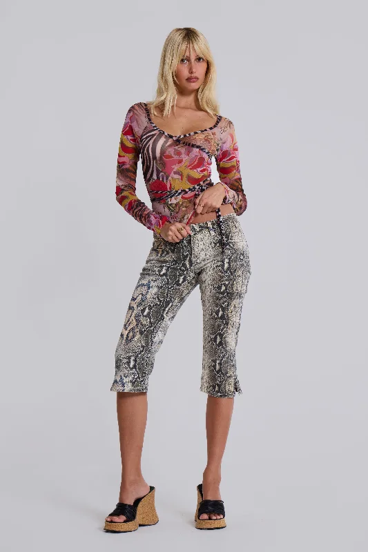 Dovimo Snakeskin Capri Jeans