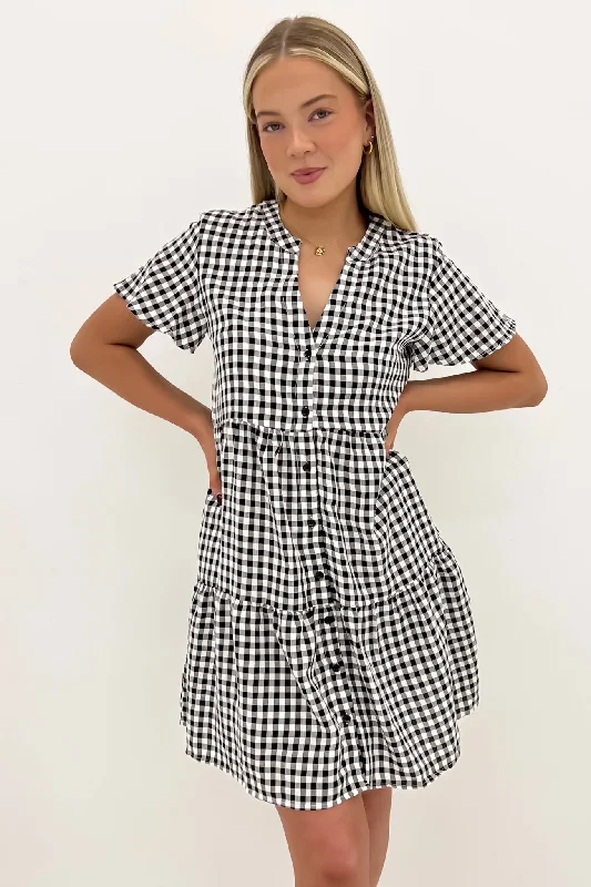 Elijah Mini Dress Black Gingham