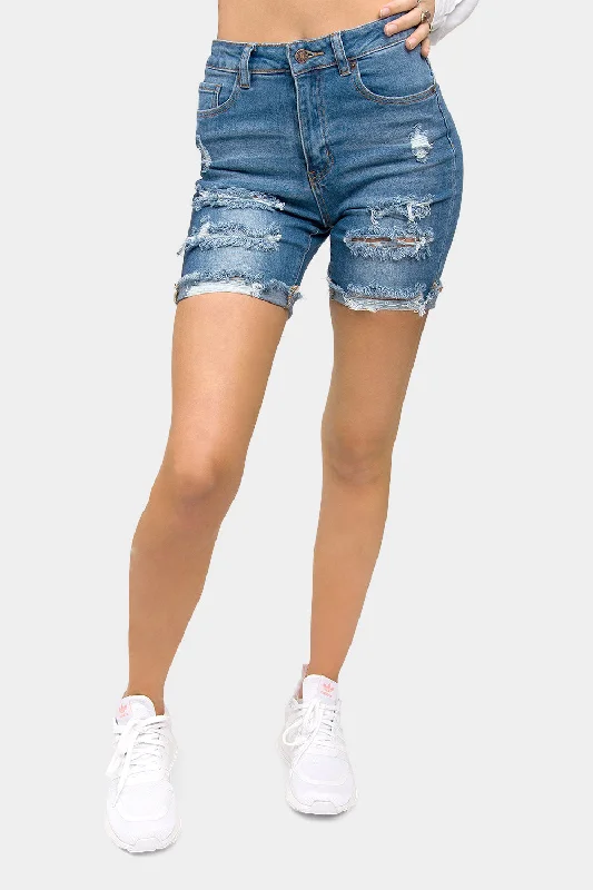 High Waist Bermuda Skinny Shorts