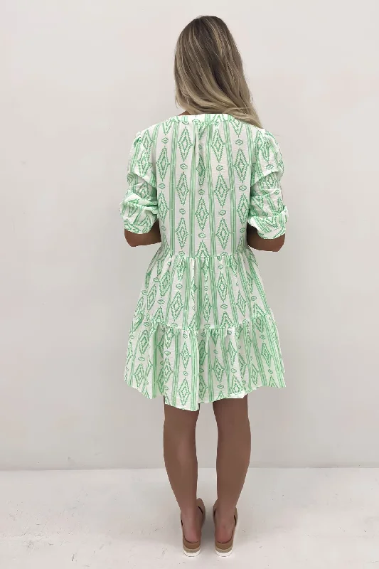 Mallory Mini Dress Green White