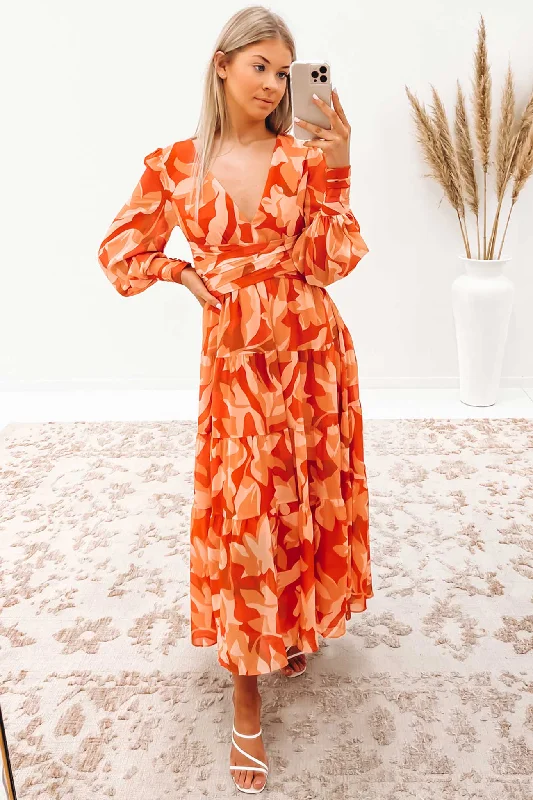 Mayes Maxi Dress Orange Multi