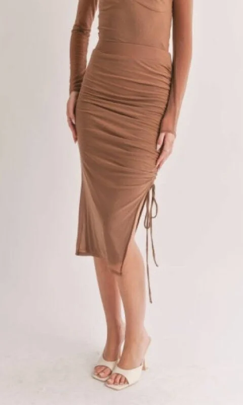 Mesmerize Mesh Skirt In Brown