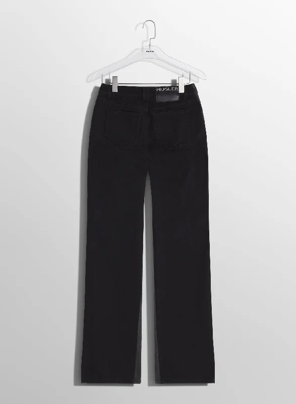 bi-tone black straight leg jeans