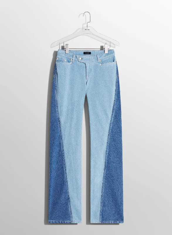 bi-tone blue straight leg jeans