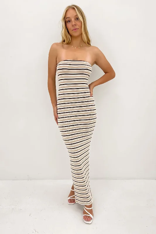 Seraphina Maxi Dress Brown Stripe