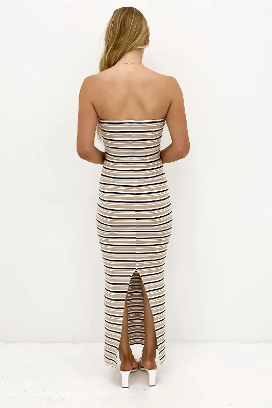 Seraphina Maxi Dress Brown Stripe