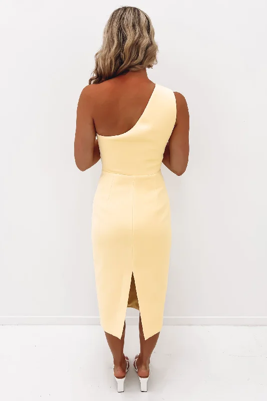 The Introspect One Shoulder Dress Lemon