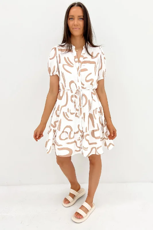 Vickie Mini Dress Beige Swirl