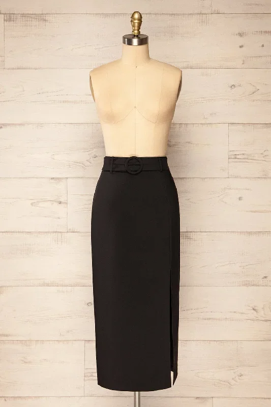 Berkane | Black Pencil Skirt w/ Belt