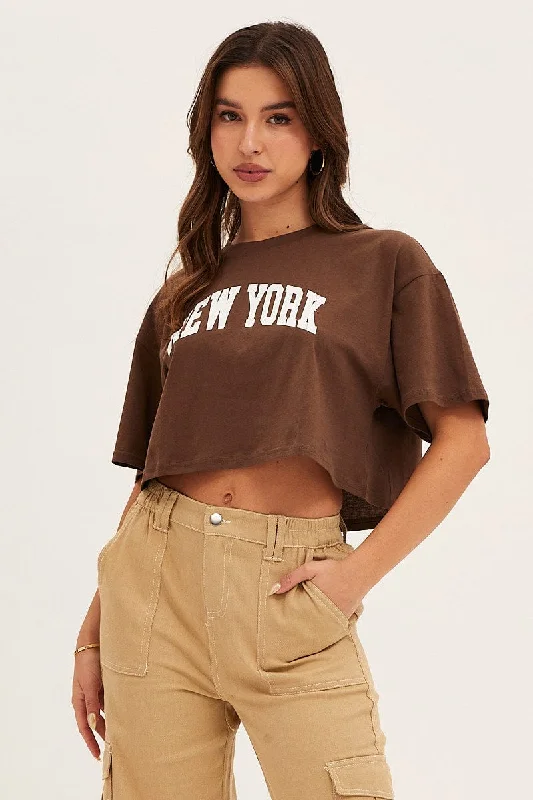 Brown Crew Neck Tee