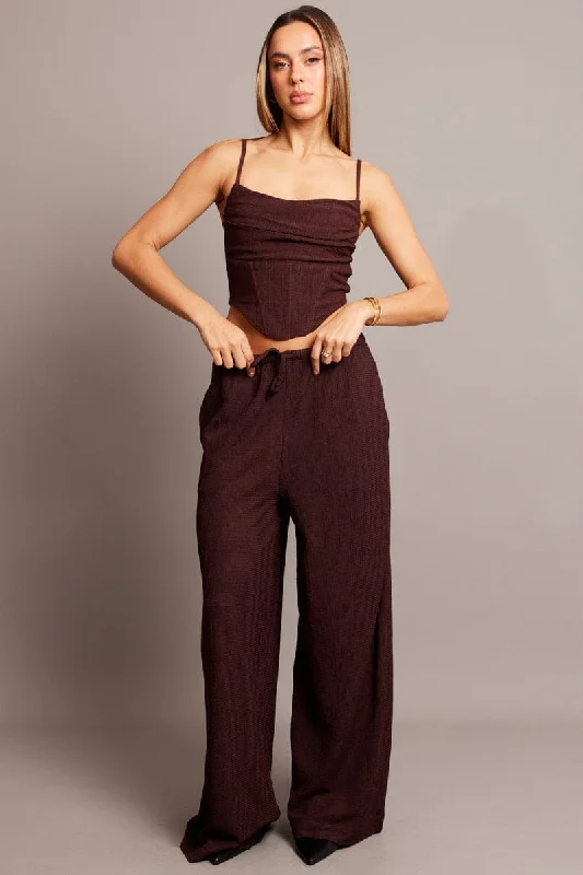 brown-wide-leg-pants-high-rise-textured-fabric-bt3059ax-47p-1