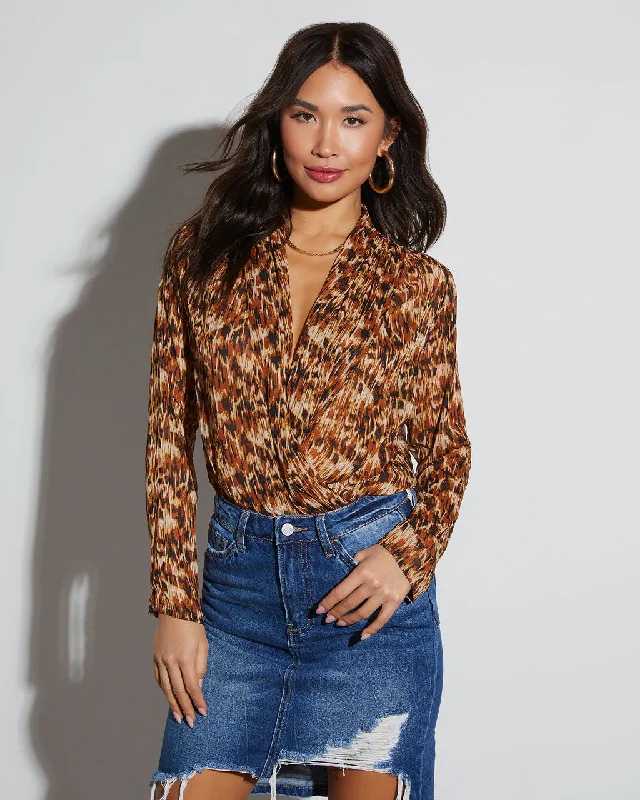 Deana Printed Long Sleeve Bodysuit