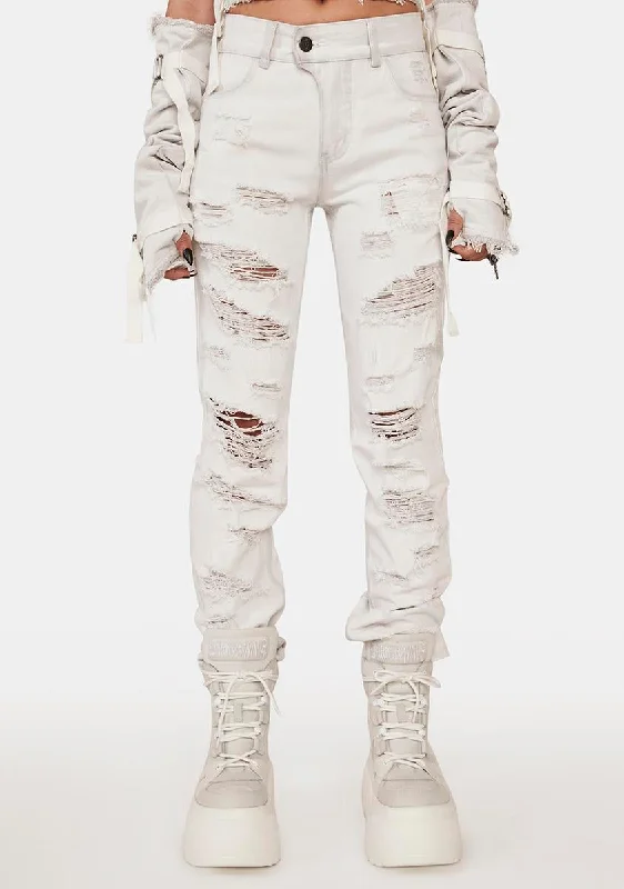 Distortion Unisex Distressed Denim Jeans