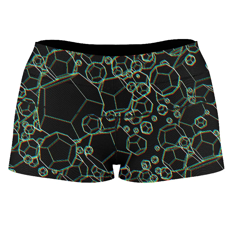 Dodecahedron Madness Glitch High-Waisted Women's Shorts