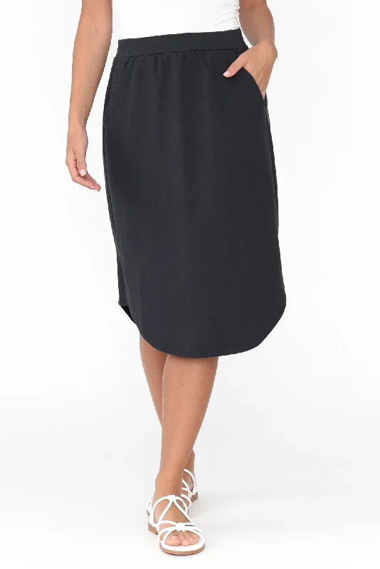 Evie Charcoal Cotton Blend Skirt