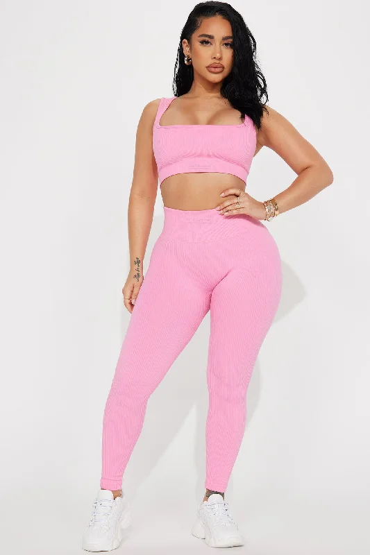 Fighter Ribbed Active Legging In Infinity Seamless - Bubblegum Pink