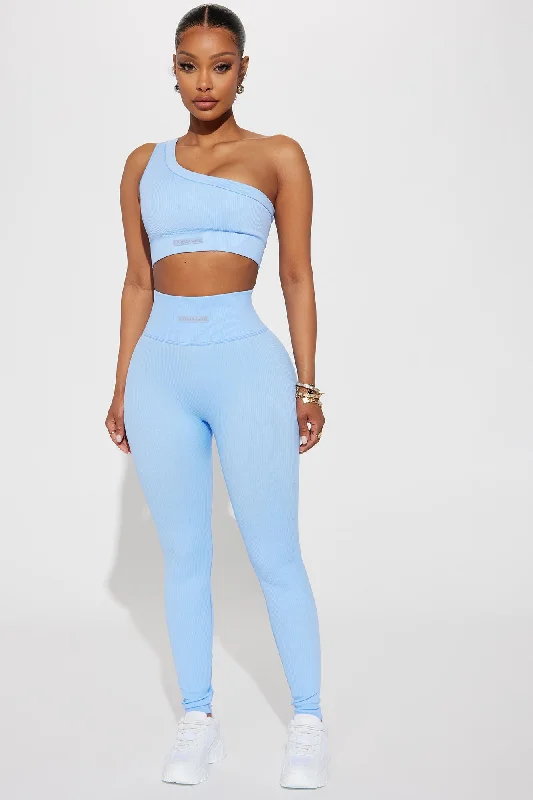 Fighter Ribbed Active Legging In Infinity Seamless - Light Blue