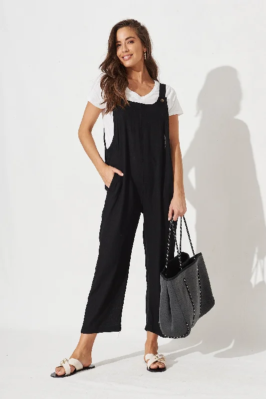 Freida Linen Jumpsuit In Black