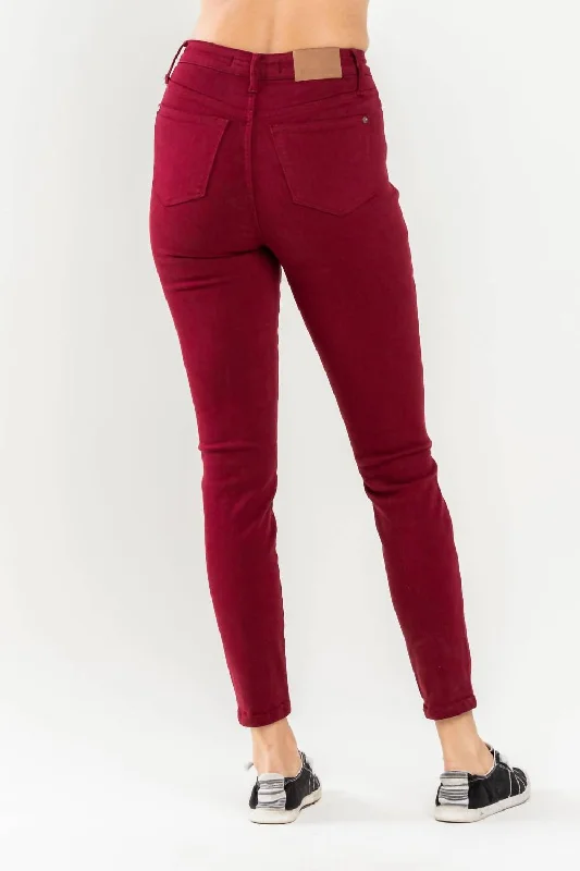 high-waist-tummy-control-garment-dyed-skinny-jeans-in-red