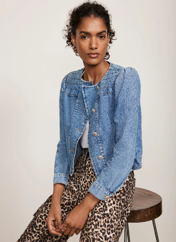 Indigo Puff Sleeve Denim Jacket