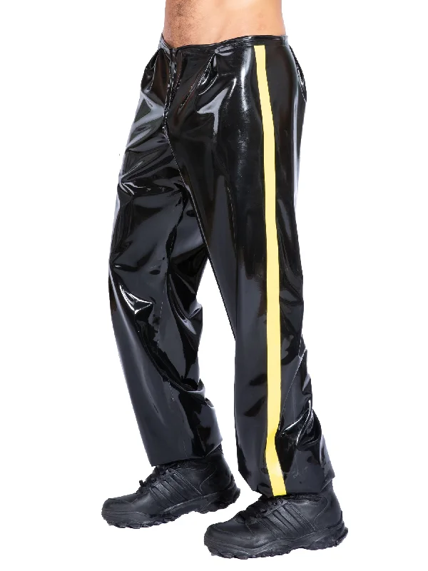 Latex Joggers with Yellow Stripes