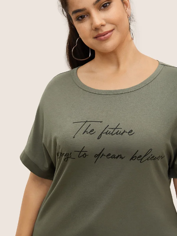 letter-print-dolman-sleeve-curved-hem-t-shirt