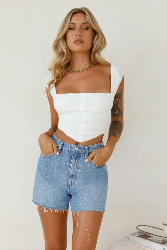 Mango Magic Crop Top White