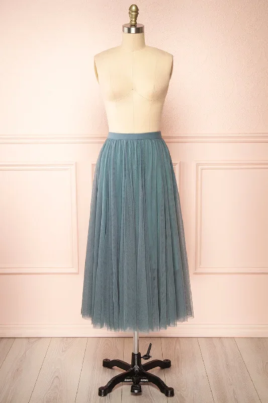 Manitou Teal | A-line Midi Tulle Skirt