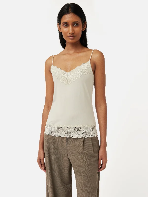 Modal Lace Vest | White Sand