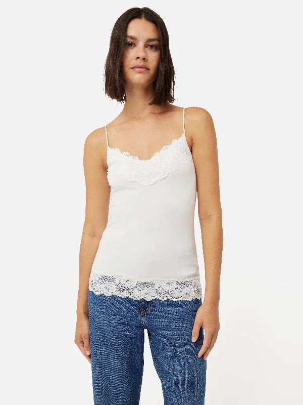 Modal Lace Vest | White