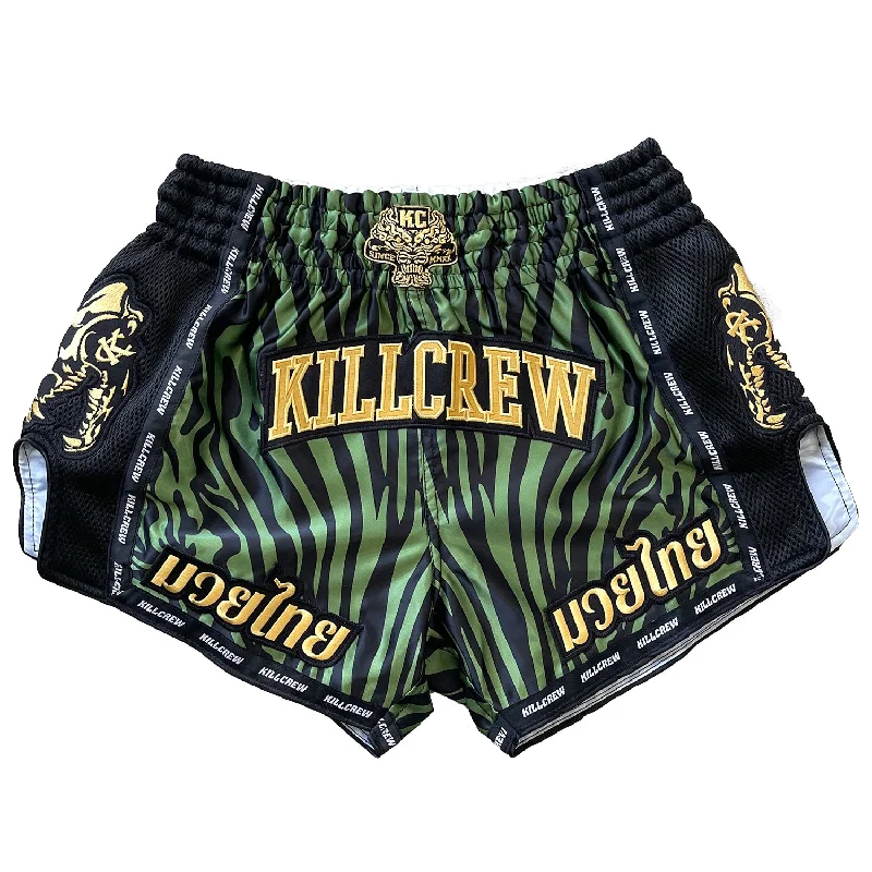 MUAY THAI FIGHT SHORTS - GREEN ZEBRA