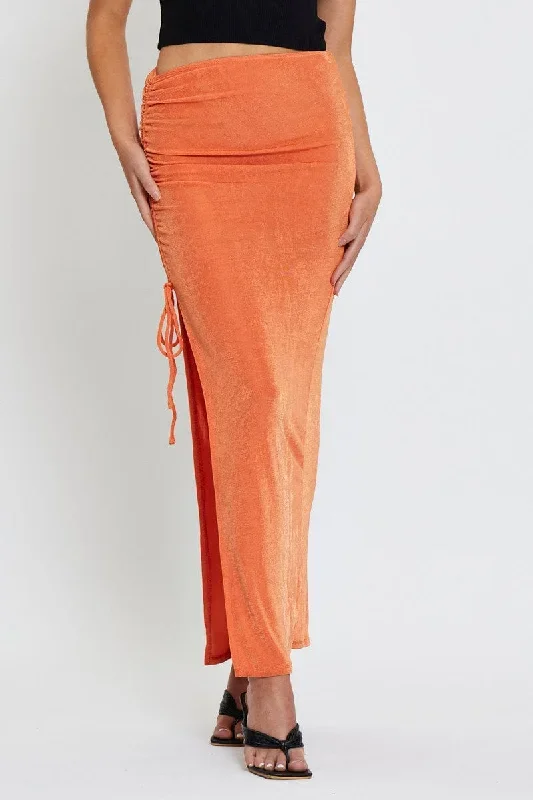 orange-slinky-jersey-front-slit-pencil-midi-skirt-sl1269-36pb