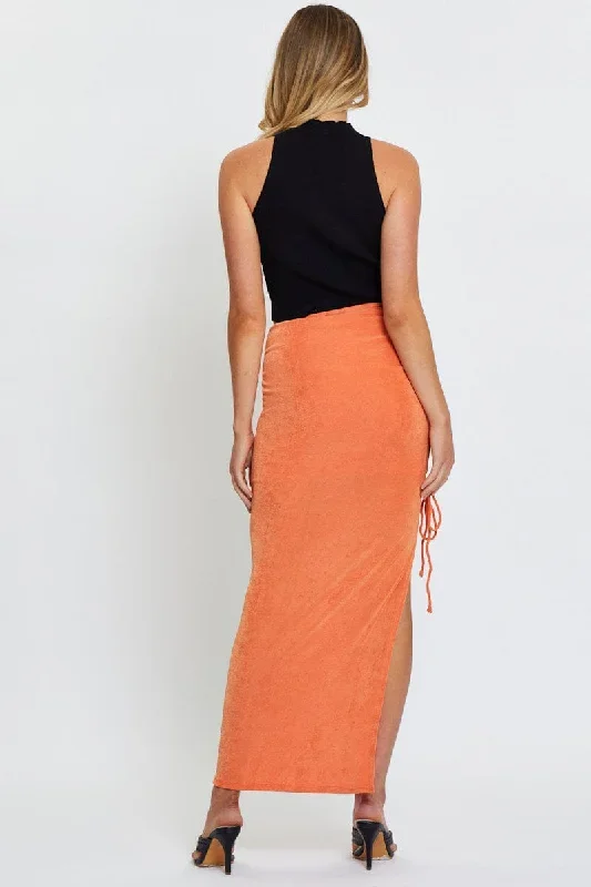 orange-slinky-jersey-front-slit-pencil-midi-skirt-sl1269-36pb