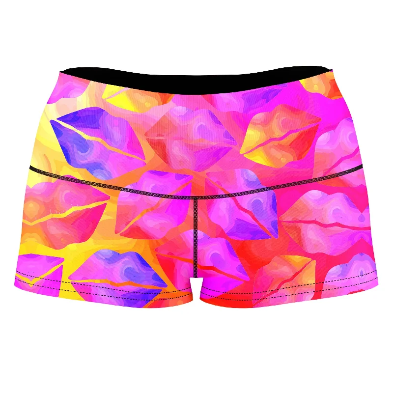 Passionate Kisses High-Waisted Women's Shorts