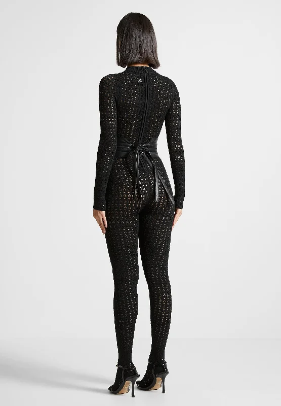 pointelle-knit-jumpsuit-with-belt-black