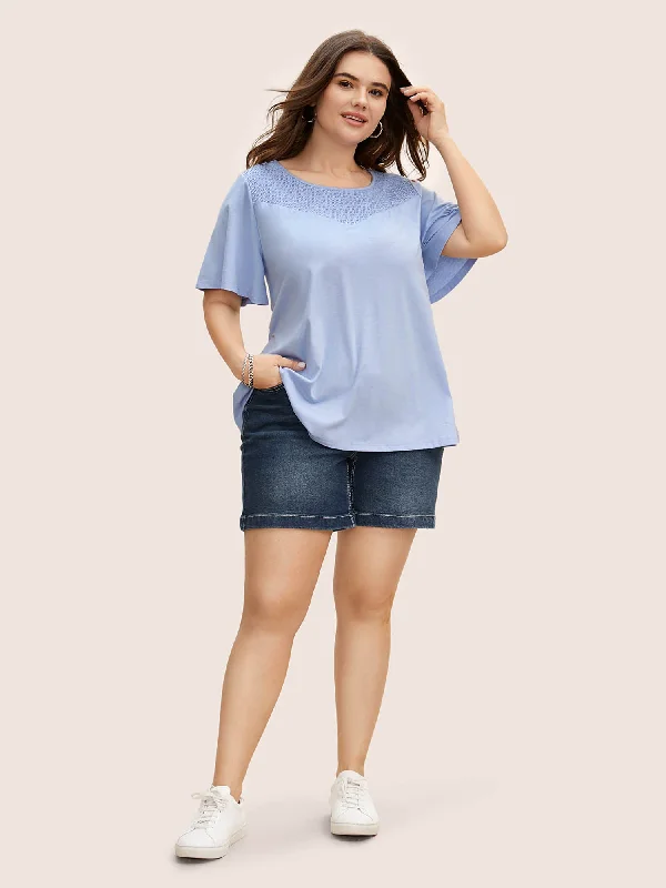 round-neck-shirred-ruffle-sleeve-t-shirt