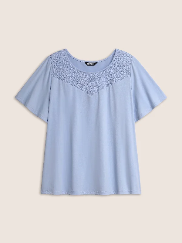 round-neck-shirred-ruffle-sleeve-t-shirt