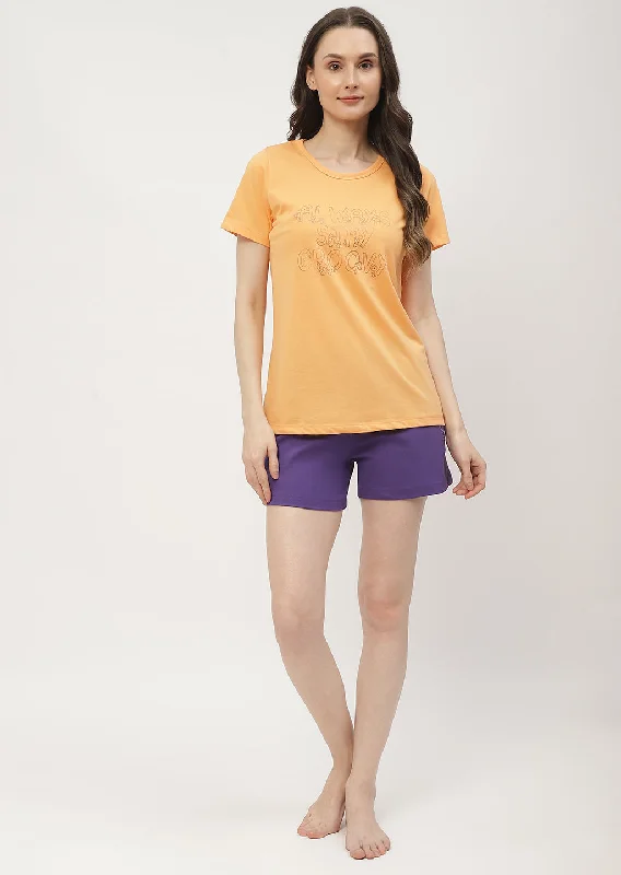 Madame Solid Purple Loose Fit Shorts