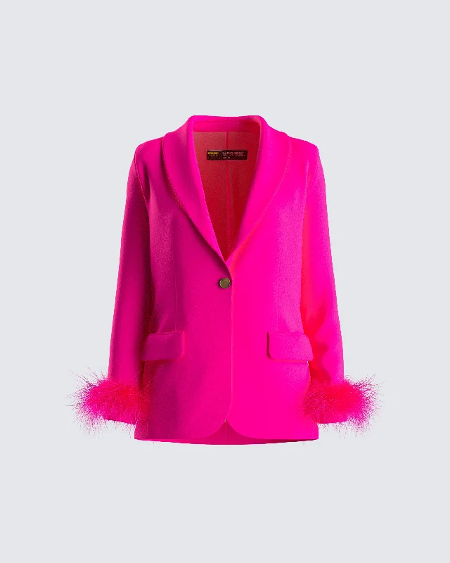 Samson Hot Pink Feather Blazer