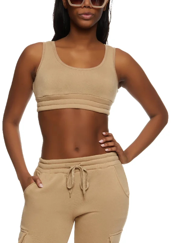 Fleece Scoop Neck Cropped Tank Top