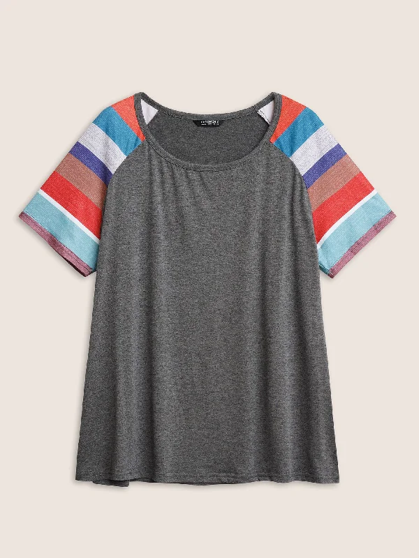 striped-contrast-raglan-sleeve-round-neck-t-shirt