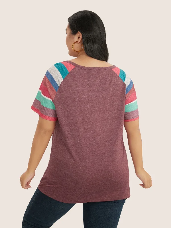 striped-contrast-raglan-sleeve-round-neck-t-shirt