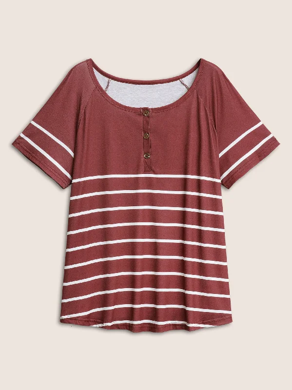 striped-print-raglan-sleeve-button-up-t-shirt