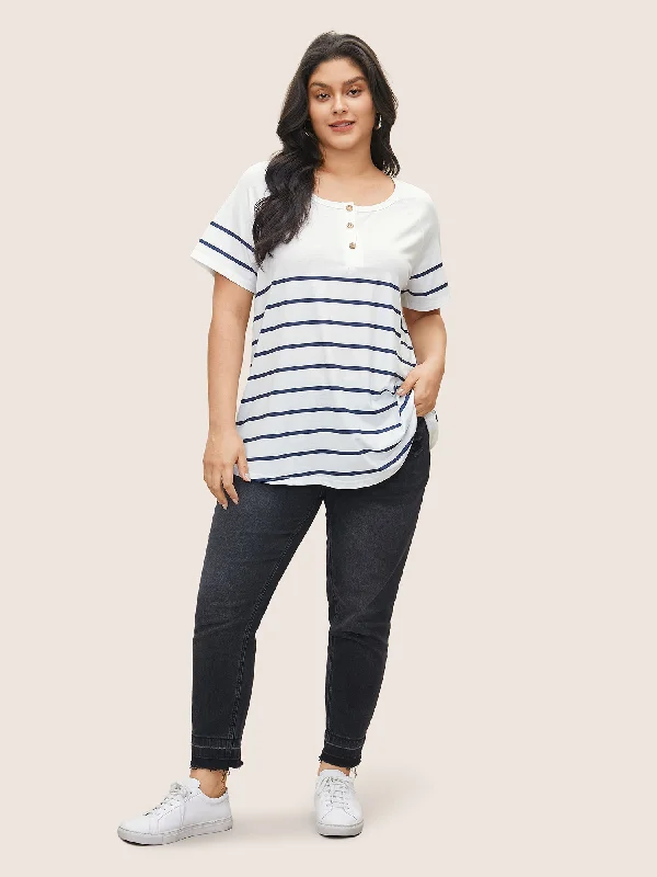 striped-print-raglan-sleeve-button-up-t-shirt