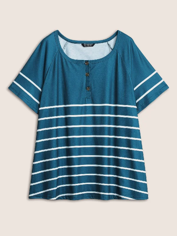 striped-print-raglan-sleeve-button-up-t-shirt