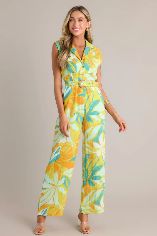 sunset-glow-lime-green-tropical-print-belted-jumpsuit