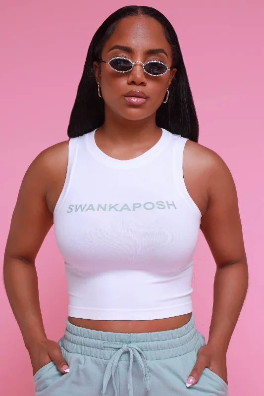 Swankaposh Logo Tank Top - White/Light Green