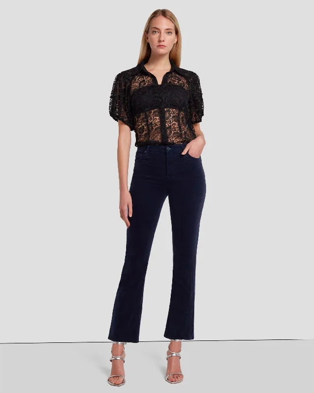 Velvet High Waist Slim Kick in Ink