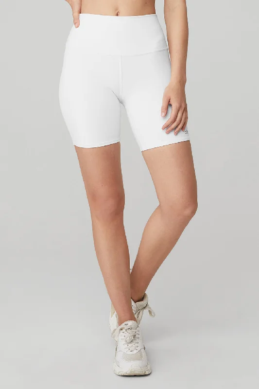 7"" High-Waist Biker Short - White